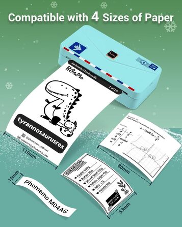 Phomemo Mini M04AS: Портативний Термопринтер Bluetooth для iOS/Android, 15/53/80/110 мм, 300DPI, для документів, фото, етикеток