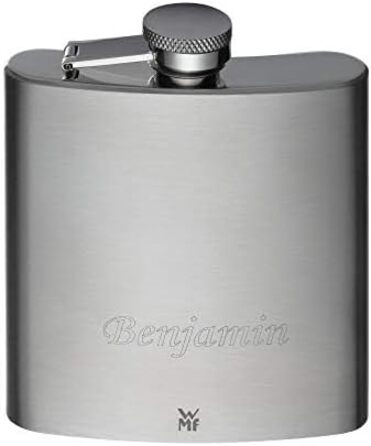 Фляга Manhattan WMF Cromargan® 6-частинна, 200 мл, з воронкою та штампом у шкіряному етолі, без гравіювання