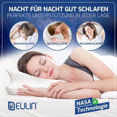 Ортопедична подушка для шиї EULIN® з преміальної піни Memory Foam, ергономічна, сертифікат IGR