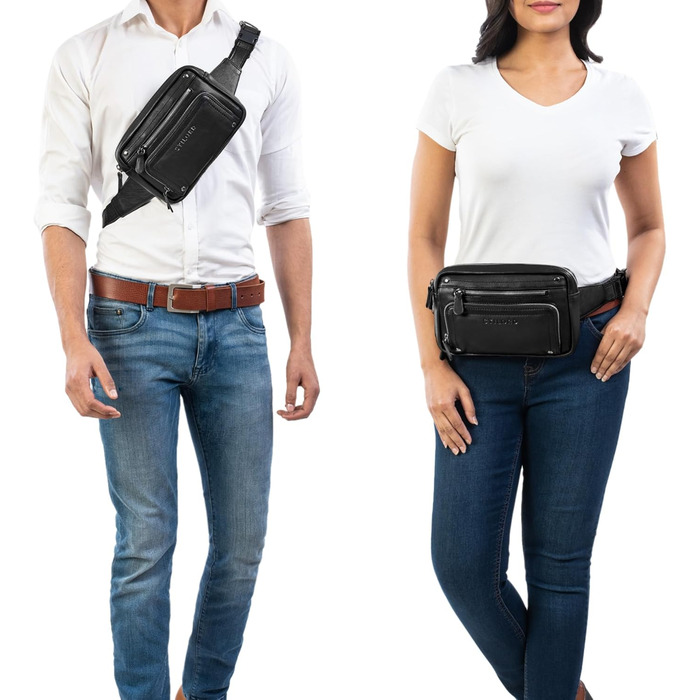 STILORD Сумка на пояс з екошкіри Vintage для чоловіків, жінок та дітей. Сумка через плече, на пояс, для подорожей, фестивалів, спорту. Чорний колір