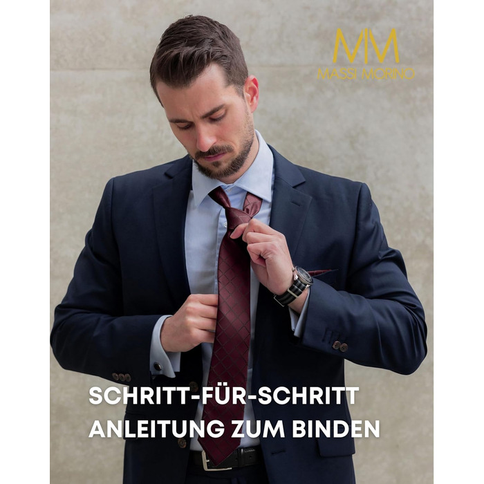 Набір краваток Massi Morino для чоловіків з нагрудною хусткою, краватковою голкою та шпильками для краватки - подарунковий набір для весілля, винний колір, розмір універсальний