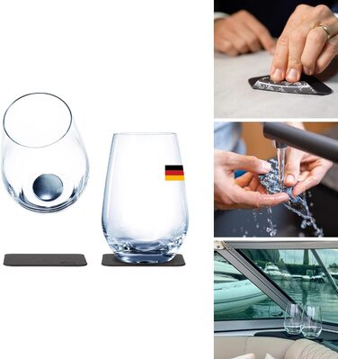 silwy® Magnet Glasses, fine crystal glasses with perfectly integrated magnets and metallic Nano-Gel coasters (Long Drink // 0.4 Liters)