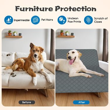 Водонепроникний килимок для собак Nobleza: захист диванів та ліжок, 178x76 см, сірий