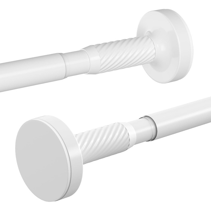 Штанга для карнизів без свердління, 100-230 см, регульована телескопічна штанга для душу, вікна та балкону (діаметр 25 мм, білий)