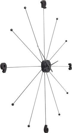 Kare Design Wall Clock Like Umbrella, Black, 100cm Diameter, Clock, Modern, Minimalist, Aluminum Frame, Round, Battery not included