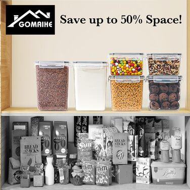 Набір контейнерів для зберігання GoMaihe 24 шт. з кришкою: герметичні контейнери для продуктів з етикетками та маркером | Коробки для зберігання на кухню для мюслі, борошна, кукурудзяних пластівців та цукру | Без BPA | Можна мити в посудомийній машині, чо