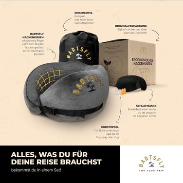 Подушка для шиї Memory Foam - Автомобільна та авіаційна, ергономічна, проти болю в шиї, для сну, для далеких перельотів, сірого кольору