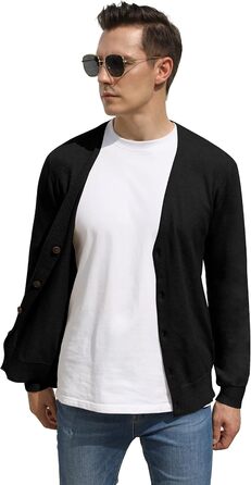 Чоловічий светр Hisir з V-подібним вирізом, легкий та елегантний, чорний, розмір M