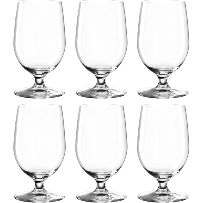 Leonardo Ciao+ Water Glasses, 6-Piece Set, Drinking Glasses with Drawn Stem, Dishwasher-Safe Juice Glasses, Height 13 cm, 300 ml, 061453