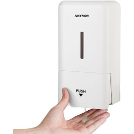 Anydry Ручний дозатор для мила на стіну, 800 мл, з вікном, для дому та бізнесу, білий