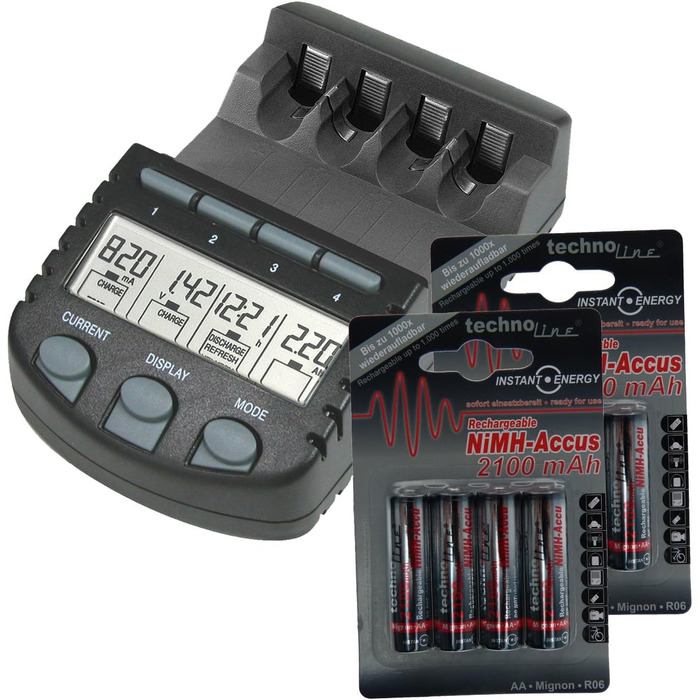 Зарядний пристрій Technoline BC 700 Set для акумуляторів V56706, чорний (BC700 SET 2100)