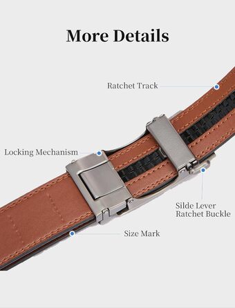 Чоловічий шкіряний ремінь на пряжці, 3,5 см, регульований, для джинсів, комфортна посадка (46-52W, C-tan)