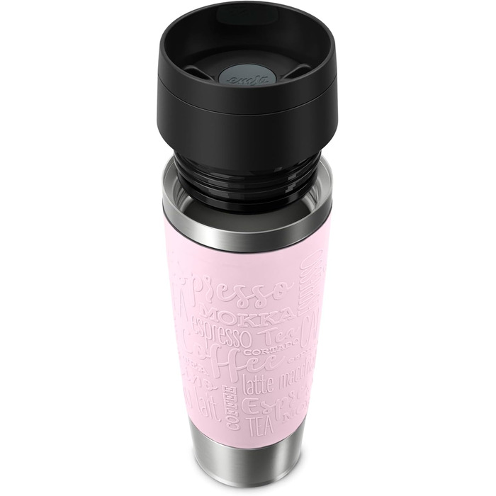 Термокружка Emsa N20220 Travel Mug Classic, 0.5 л, нержавіюча сталь, 6 год гаряча, 12 год холодна, щільна, для подорожей, з невеликим отвором для пиття, пастельно-рожевий колір