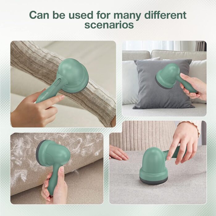 Електричний пристрій для видалення пуху та ниток, 3 леза, 2 швидкості, USB, для одягу та тканини (блакитно-зелений)