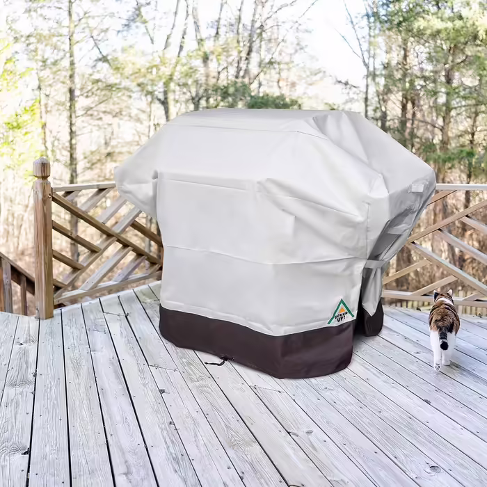 CoverUp! Grill Cover 141 x 65 x 115 cm – Premium Grill Cover BBQ Weatherproof Cover – includes E-Book with Recipes - beige