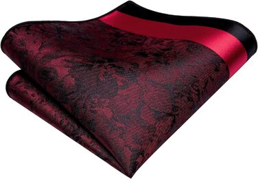 Набір краваток для чоловіків Hi-Tie: краватка, нагрудна хустинка, шпильки для краватки, запонки, формальний шовк, весілля, вечірка (чорний/червоний квітковий принт)