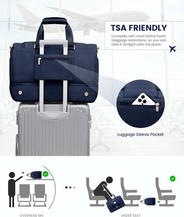 Спортивна сумка LOVEVOOK для подорожей: жіноча дорожня сумка-weekender з косметичкою, відділенням для взуття та мокрих речей, водонепроникна, ручна поклажа, для фітнесу, відпочинку, кемпінгу, блакитна M