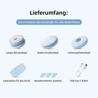 Електрична щітка для спини, м'яка ексфоліація, перезаряджається, довга ручка для душу, допомога у нанесенні крему на спину для жінок, чоловіків, людей похилого віку, глибоке очищення для всіх типів шкіри, хороша піна - Рожева (Небесно-блакитна)