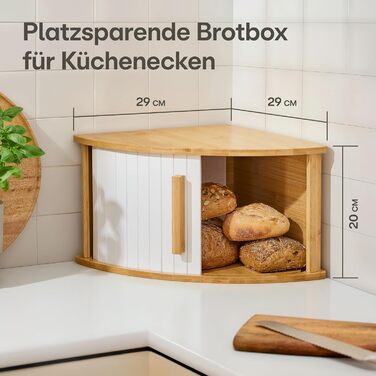 Бротокнига Praknu з дерева з ковзними дверцятами - Економія місця - Зберігає хліб свіжим - Легка збірка з інструкцією (Білий)