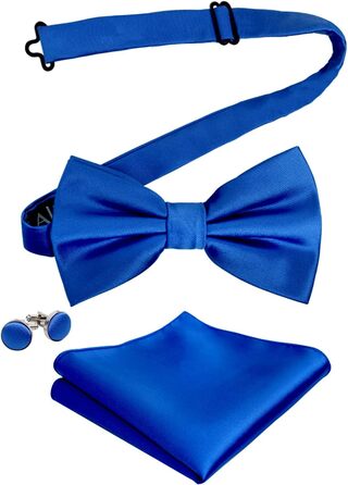 Сет аксесуарів для смокінгу Alizeal: метелик, кишеньковий хустинка та запонки (Бордовий), універсальний розмір. Додатково: синій колір