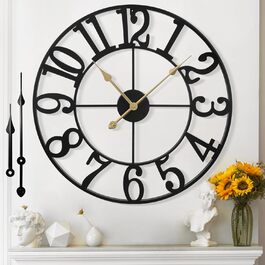 Mee 2ou Wall Clock Modern Nearly Silent Without Ticking - 40cm Diameter Wall Clocks Modern Living Room Wall Clock Vintage For Bedroom Kitchen Office Country House Style Industrial Style