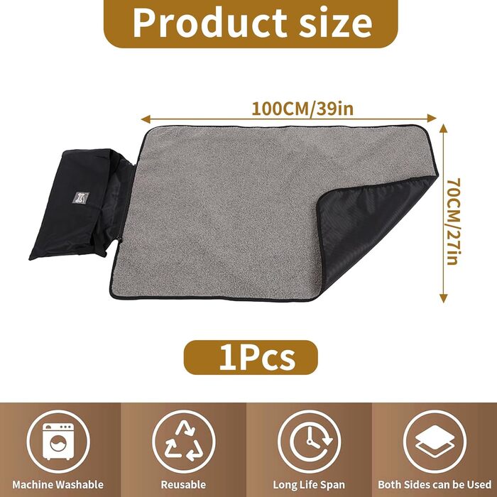 Водонепроникний килимок для собак - туристичний килимок для тварин, розкладний, 100 x 70 см, для дому та подорожей