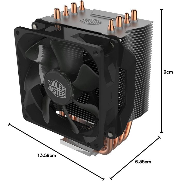 Кулер для CPU Cooler Master H412R з 4 тепловими трубками (180 Вт), 92 мм вентилятор (PWM), сумісний з AMD та Intel
