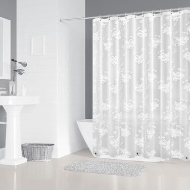 Штора для душу миюча Peva 300x200 см, біла в крапку, антигрибкова, прозора для ванної кімнати та душу