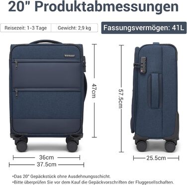 Розширюваний валіза British Traveller 100L, тканинний, з TSA замком, 79.5x49x32.5 см (Синій)