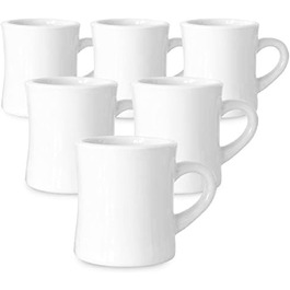 Serami Original Coffee Mug Set, 325 ml, White, Ceramic Mugs, ideal for kitchen, travel, and hot tea, Retro Waffle House Cup with Handle, Durable Coffee Mugs (Set of 6)
