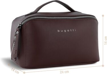 Дорожня косметичка Bugatti Alata коричневого кольору, містка сумка для макіяжу з широким отвором (розмір M)