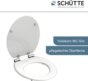 Сидіння для унітаза SCHÜTTE з мікроліфтом (м'яке закриття), біле, дерево MDF, витримує до 175 кг