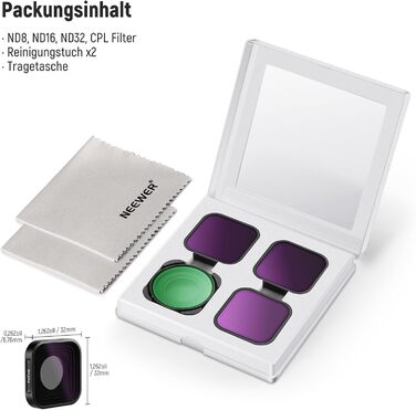 Набір фільтрів ND NEEWER з 15x лупою, 4 шт. (ND8, ND16, ND32, CPL) + макрооб'єктив для GoPro Hero 13/12/11/10/9