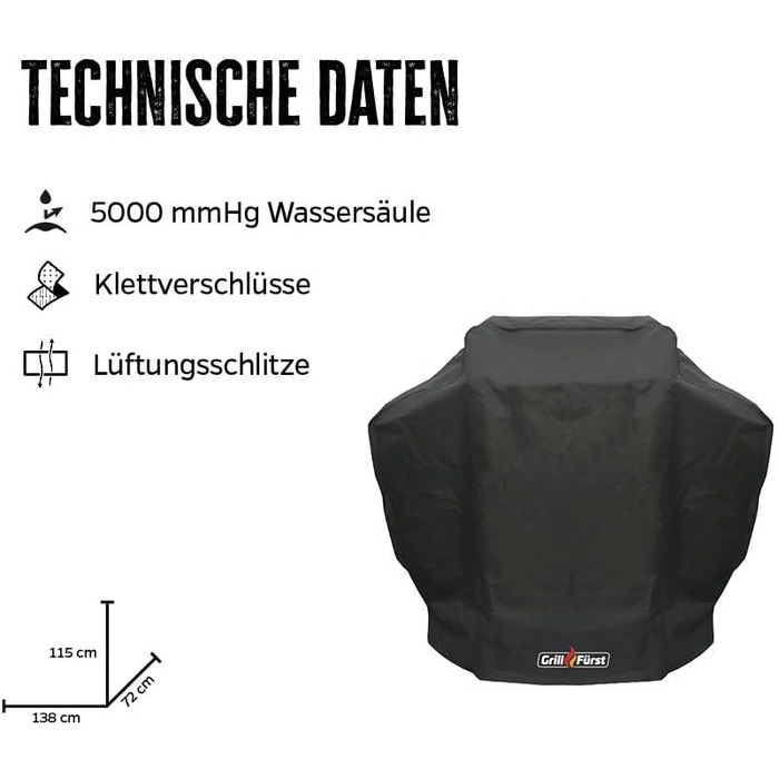 Чохол для гриля Grillfürst 138x72x115 см, водонепроникний, для газового гриля Weber Spirit 300