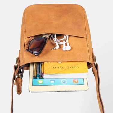 Сумка жіноча шкіряна Leabags Premium Nature Hellbraun: крос-боді, на плече, для роботи, університету, школи, повсякдення