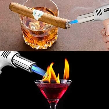 Газовий пальник для кухні Flambierbrenner, заправний бутановий пальник з блокуванням безпеки для кухні, крем-брюле, випічка, десерти, кемпінг (бутан в комплекті не входить) (чорний)