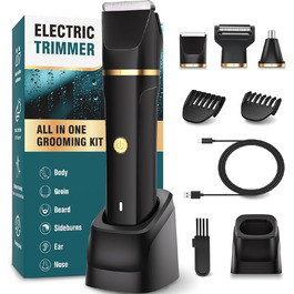 Електричний триммер для чоловіків 3-в-1 Intimrasierer: триммер для носа, обличчя та тіла, IPX7, чорний