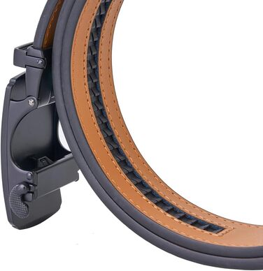 Чоловічий шкіряний ремінь VRLEGEND з автоматичною застібкою (ратинг) без дірок для ділового костюма, регульований розмір, з подарунковою коробкою, чорний