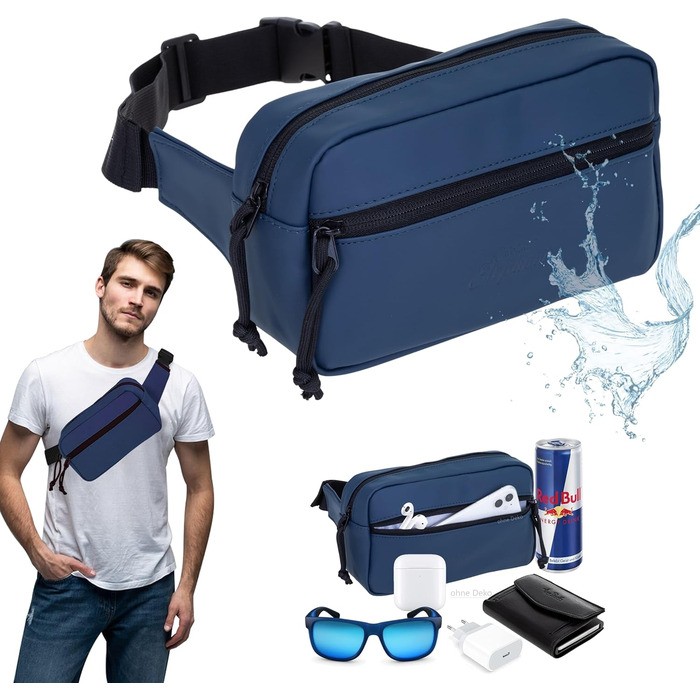 Сумка на пояс, бананка Wimmerl Elephant 12827, водонепроникна, унісекс, для чоловіків та жінок, з брелоком (синій)