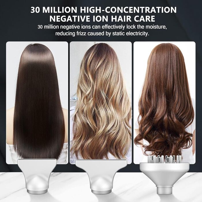 Іонізатор для волосся Slopehill, 110 000 обертів/хв, швидке сушіння, магнітний дифузор, тиха робота, біокераміка, для дому, подорожей, салону (світло-сірий)