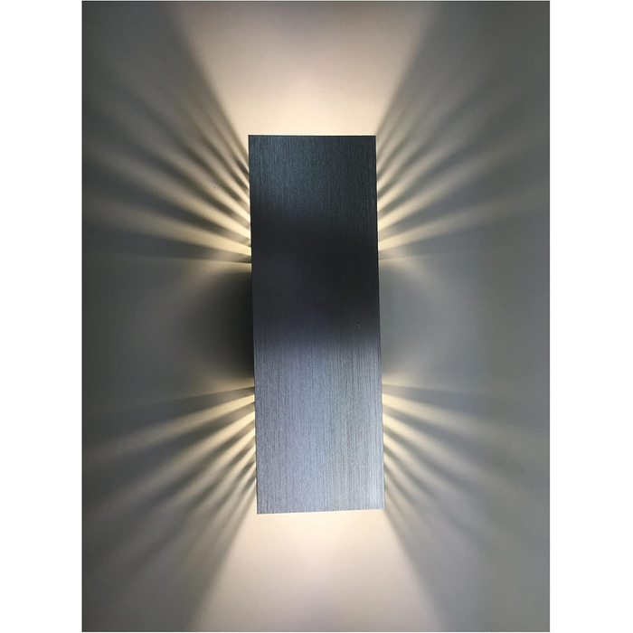 LED-стілеві лампи SpiceLED Wandleuchte ShineLED-14, 2x7W, тепле біле світло, сріблясте, з ефектом тіні, диммування, 30W, 30x10x10см