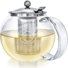 Чайник Teabloom Classica: скляний чайник з нержавіючою сталею, 1200 мл, з чайним ситечком