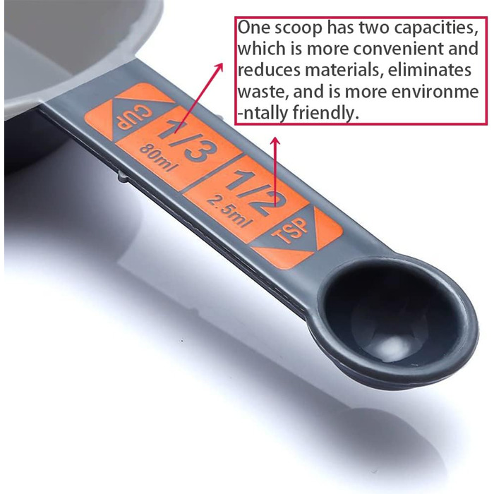 WAAZI 4-Piece Measuring Spoon Set for Baking and Cooking - 1/4 Cup to 1 Cup - PP Plastic Measuring Spoons Kitchen Tool Measuring Cup Set