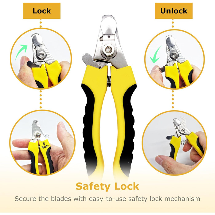 Професійна кусачка для собак з захистом, замком безпеки та пилочкою для нігтів (середній-великий, зелений). Кусачка для собак (малий-середній, жовтий)