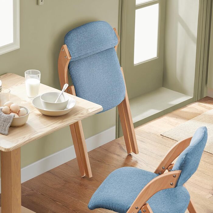 SoBuy FST92-GR Folding Chair Kitchen Chair with Padded Seat and Backrest Green WxHxD approx.: 47x77x60cm Green (4 chairs, Blue)