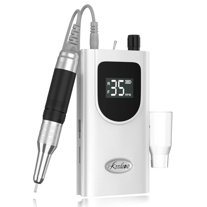 Електрична нігтьова пилка Kredioo для гелю та акрилу з LED-дисплеєм та 6 насадками
