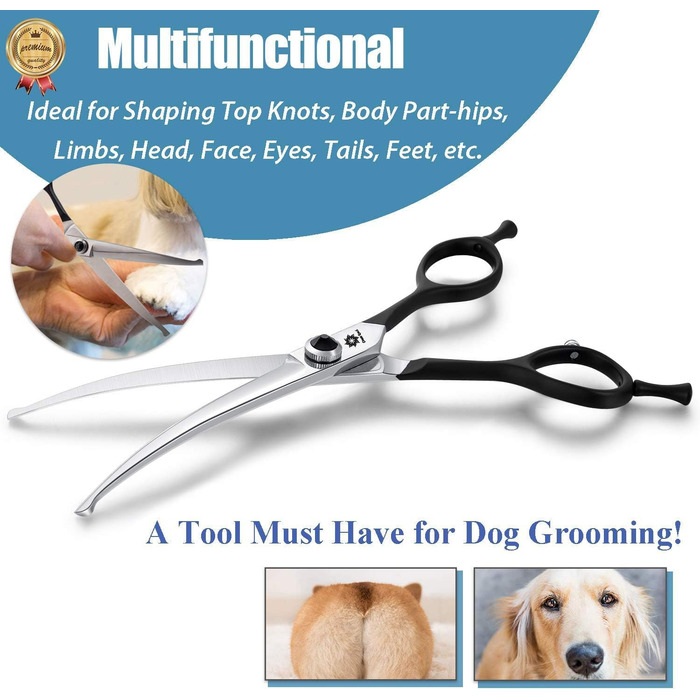 Ножиці для собак Dream Reach 6,5 дюйма, професійні, з нержавіючої сталі 440C, вигнуті, у подарунковій коробці