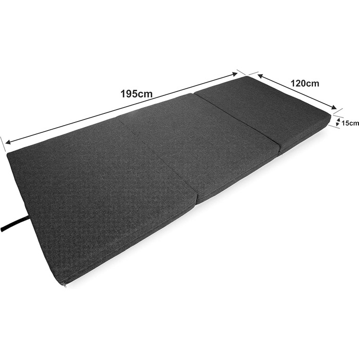 Складаний матрац Sunnypillow Premium 120x195x15 см, три секції, знімний чохол, антрацит, товстий пінополіуретан, гостьовий та дорожній матрац