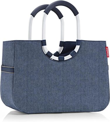 reisenthel Loop Shopper L Herringbone Dark Blue - Shopping Bag with 25L Capacity - B 46 x H 34.5 x D 25 cm, OR4113