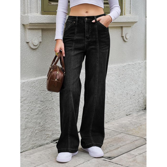 Джинси жіночі Cicy Bell Baggy висока талія, широкі штанини, чорні, розмір 44